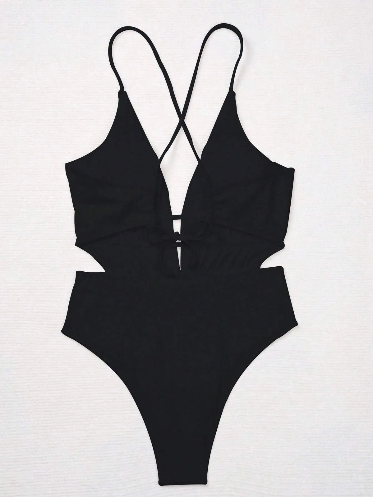 One Piece Swimsuit Women's Monokini Deep V Neck Hollow Out Backless Swimwear 2025 Criss Cross Bathing Suit High Waist Bikini