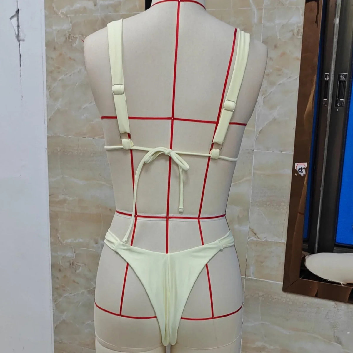 Women’s Summer 2 Piece Swimsuit Triangle Bikini Set with Charm High Cut Bottom Beachwear for Vacation Pool Party