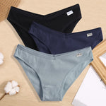 3PCS Women Cotton Panties Female Sexy Intimates Low Rise G-String Thongs Ladies Bikini Girl Solid Color Underwear Soft Lingerie
