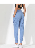 Hearuisavy Yoga Pants Loose Slim Quick-Dry Yoga Pants Pleated Hem Bound Running Fitness Capris Pockets Jogging Pants Woman