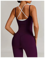 Yoga Jumpsuit Fake two color contrast halter sport jumps Women Push Up Gym Fitness Overalls Sport Outfit Sportswear Clothes 8843