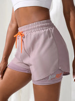 Women's High Rise Yoga Shorts With Elastic Proximity Control Running Shorts, Fake Two Pieces Pants