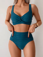 2026 Sexy Black Two Piece Swimsuit Women Solid Push Up Padded Bikini Set Beachwear Summer Swimwear High Cut Bathing Suit Biquini