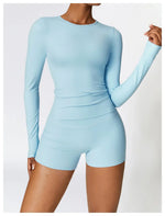 NCLAGEN Long Sleeve Workout Top Gym Pilates Clothes Women Active Wear Sports Shirt Elastic Fitness Yoga Clothing Running Shirts