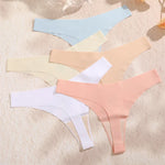 7PCS/Set Seamless Ice Silk Panties Women V-Waist Underwear Sexy Sports Briefs Panties Female Soft Ultra-thin Lingerie G-string