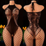 Crotchless Teddy Sexy Underwear Women Hollow Lingerie Transparent SM Bondage Rope Erotic Bodysuits Adult Fishnet Bodystockings