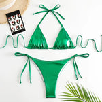 Sexy Brozing Gold Bikinis Sets Women Push Up Micro Bikini Swimsuit 2026 Brazilian Beach Bathing Suit Tie Side Triangle Swimwear