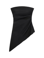 HH Elegant Women's Strapless Ruched Side Top Asymmetrical Hem Crop Tube Top for Vacation Wedding Guest Evening Wear
