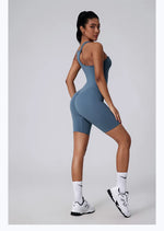 Women's Short Tracksuit One-Piece Sportswear Gym Workout Clothes Fitness Jumpsuit Stretch Bodysuit Yoga Suit Sports Playsuit