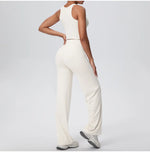 2PCS Yoga Set Women Tracksuit Nude Feeling Workout Sets Gym Clothes Push Up Fitness Running Sportswear Sport Straight tank suit