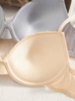 4PCS Daily Lace Trim Women's Underwear Set Bow Ribbed Push up Underwire Bra Comfortable Stylish Women's Bra