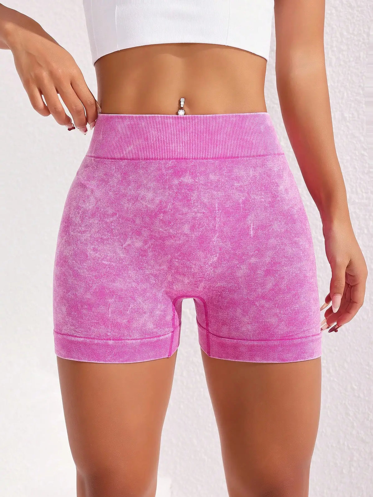 Women's Washed Yoga Shorts Fitness Quick Drying High Waist Workout Biker Shorts Hip Lift V Waist Sports Shorts