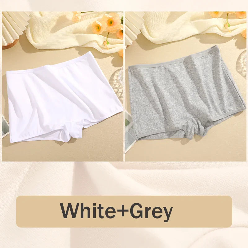 2PCS Women's Panties Cotton Seamless Sports Boxers Underwear Female Solid Color Briefs Cozy Lingerie Intimate Underpants XS-XL
