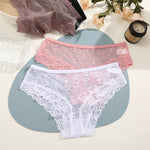 1PCS Bikini Lace Briefs Panties Women's Transparent Lingerie Sexy Female Underpants Floral Lace Perspective Waist Band Briefs