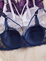 3Pcs Sexy Lace Women's Bra Crisscross Straps Underwire Push-Up Bralette Thin Soft Fashion Lingerie