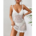 Halter Dress Clothes Women Summer Solid Color Sleeveless Knitted Cover Up BacklessStylish Beach Dresses