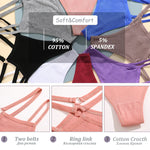 5PCS Women Sexy Cotton Panties Two Belts Hollow Out G-String Thongs Breathable Underwear for Female Solid Color Lingerie S-XL