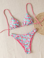 2025 New Women's Black Ground White Dot Printed Swimsuit Halter Neck Low Waist Bikini Set For Summer Female Swimwear Brazilian