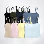 NCLAGEN GYM Tank Top With Built In Bra women's Yoga clothingrunning Square Neck fitness vest beautiful back sports Workout