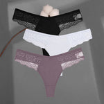 3Pcs/set Cotton Thongs Lace Bikini Underpants Women S-XL T-Back Underwear Ladies G-string Soft Thong Panties Female Lingerie New