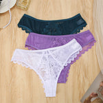 3Pcs/set Lace Thongs Women Sexy Low-Rise G-string Panties S-XL Floral T-Back Underpants Ladies Lace Bikini Underwear Lingerie