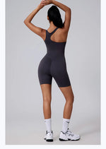 Women's Short Tracksuit One-Piece Sportswear Gym Workout Clothes Fitness Jumpsuit Stretch Bodysuit Yoga Suit Sports Playsuit