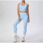 Yoga Clothing Set Women's High Waisted Leggings and Top 2 Piece Seamless Fitness Exercise Clothing Gym Sportswear Tracksuits