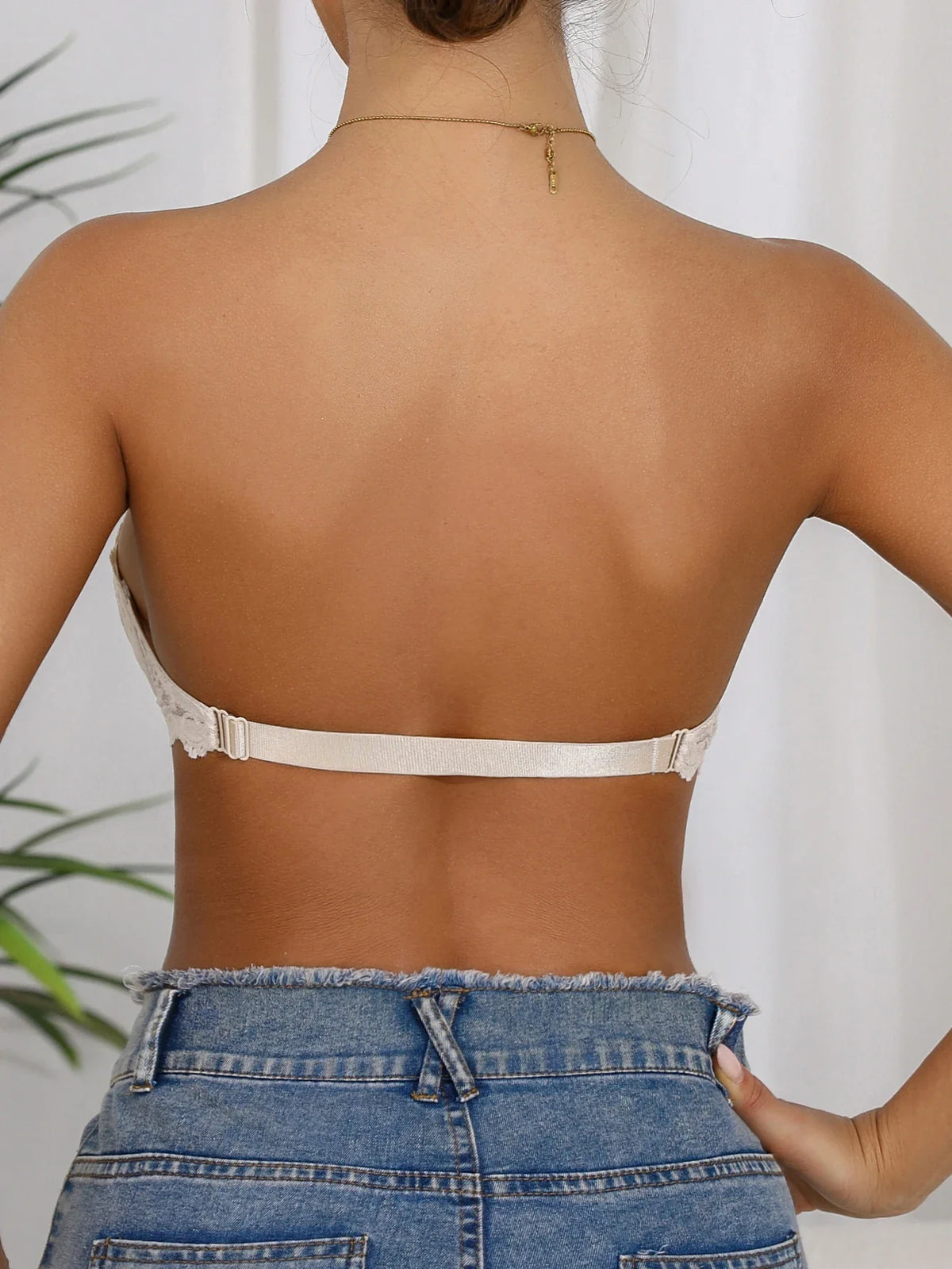 Lace Strapless Bra Double Front Closure Push Up Bralette for Women Invisible Anti-Slip High support Women's underwear