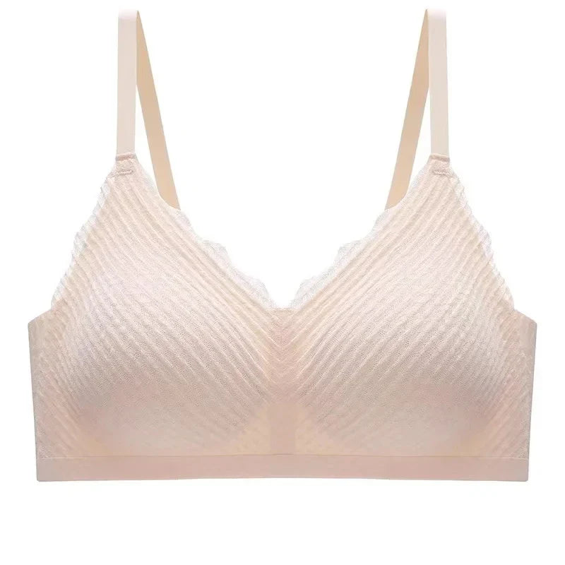 New Top Lace Seamless Women's Underwear Small Chest Gathered Non-slip No Steel Ring Sexy Sling Beautiful Back Bra Thin Section