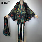 WINYI Summer Beach Wear Cover Up Irregular cardigan abaya dubai luxury Silky and skin-friendly sexy Holiday Kimono maxi dress
