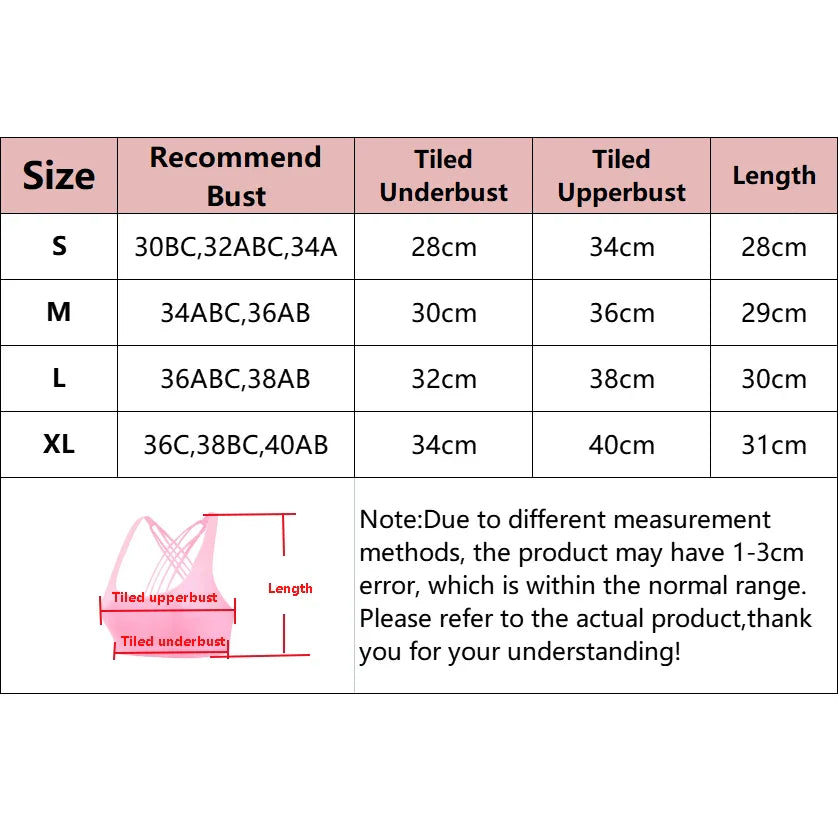 New Fitness Sports Bra for Women Push Up Cross Back Shockproof Running Gym Training Workout Yoga Underwear Crop Tops