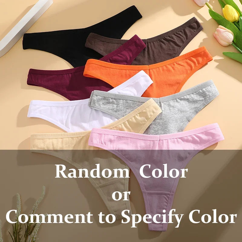 5Pcs Women Cotton Thongs Female Sexy Bikini Panties G-String Underwear Thongs Striped Panties Female Underwear T-Back Intimat