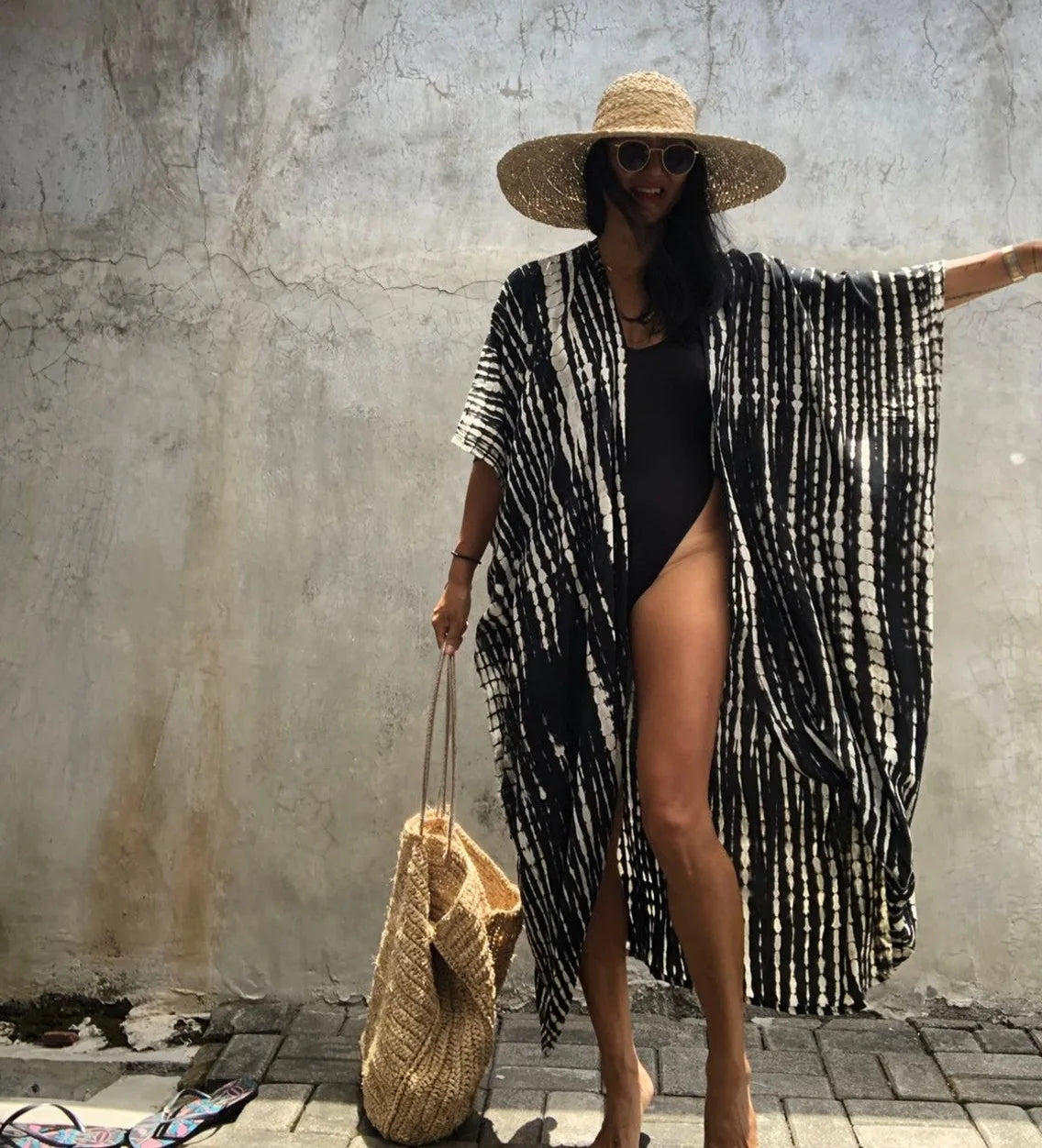 Beach Cover Ups for Swimwear Women Black Tie Dye Kimono Swimsuit Cape Summer Dress 2022 Beachwear Outfits Sales