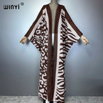 WINYI Africa Bohemia print Kimonos loose dresses for woman Cardigans beach outfits kaftan beach cover up evening dress maxi coat