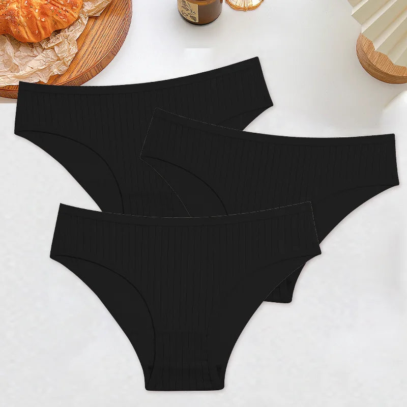 3PCS Women's Cotton Briefs Panties Female Sexy Low Waist Underwear M-XL Breathable Panty Girls Comfortable Intimates Lingerie
