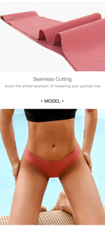 Ice Silk Seamless Thong Women Panties Sexy G String Leopard Underwear T Back Sports Yoga Girls Briefs Traceless Plus Size S-XL
