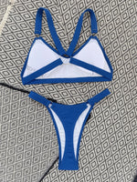 Sexy Ring Linked Backless Bikini Set Women Solid Black White Hollow Out Push Up Micro Swimsuit 2024 Bathing Suit Thong Swimwear