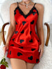 Fashion Womens Pajamas Sexy Heart Print V Neck Lace Trim Cami Nightdress Thin Breathable Sleepwear Cute Short Skirt for Summer test