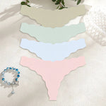 4PCS Women Seamless Panties Wavy Design Ultra-thin Panties Women Ice Silk Underwear Sexy Panty Low Waist G-string Female Solid