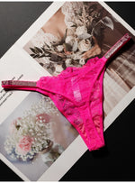 Lace Sexy Girls Women Panties Seamless Underwear Rhinestone G String Letter Transparent Thong For Female Low Rise Ladies Briefs