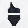 Sexy Black Bikini Women Swimsuit Two Piece Swimwear High Waisted Bikinis Set One Shoulder Bathing Suits Brazilian Biquini Mesh test