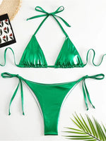 Sexy Brozing Gold Bikinis Sets Women Push Up Micro Bikini Swimsuit 2026 Brazilian Beach Bathing Suit Tie Side Triangle Swimwear