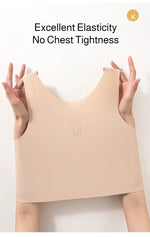 Women's Large Breasts Underwear Wide Shoulder Invisible Corset Antibump Thin Underwear Full Cup Vest Traceless Bra with Bra Pads