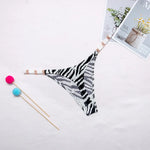 Zebra Flower Low Rise Sexy Thong Women Underwear Briefs Panties Luxury Metal Buckle G String Seamless Bikini Girls Female Panty
