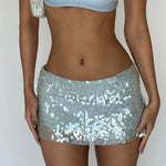 Sexy Sparkle Glitter Mini Skirt for Women Summer Sequin Y2k Skirts Fashion Shiny Glitter Elegant Short Skirts For Ladies Girls