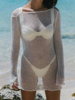 Women Beach Tunic Sexy See-through Beach Dress Summer Beach Cover Up 2024 Women's Beachwear