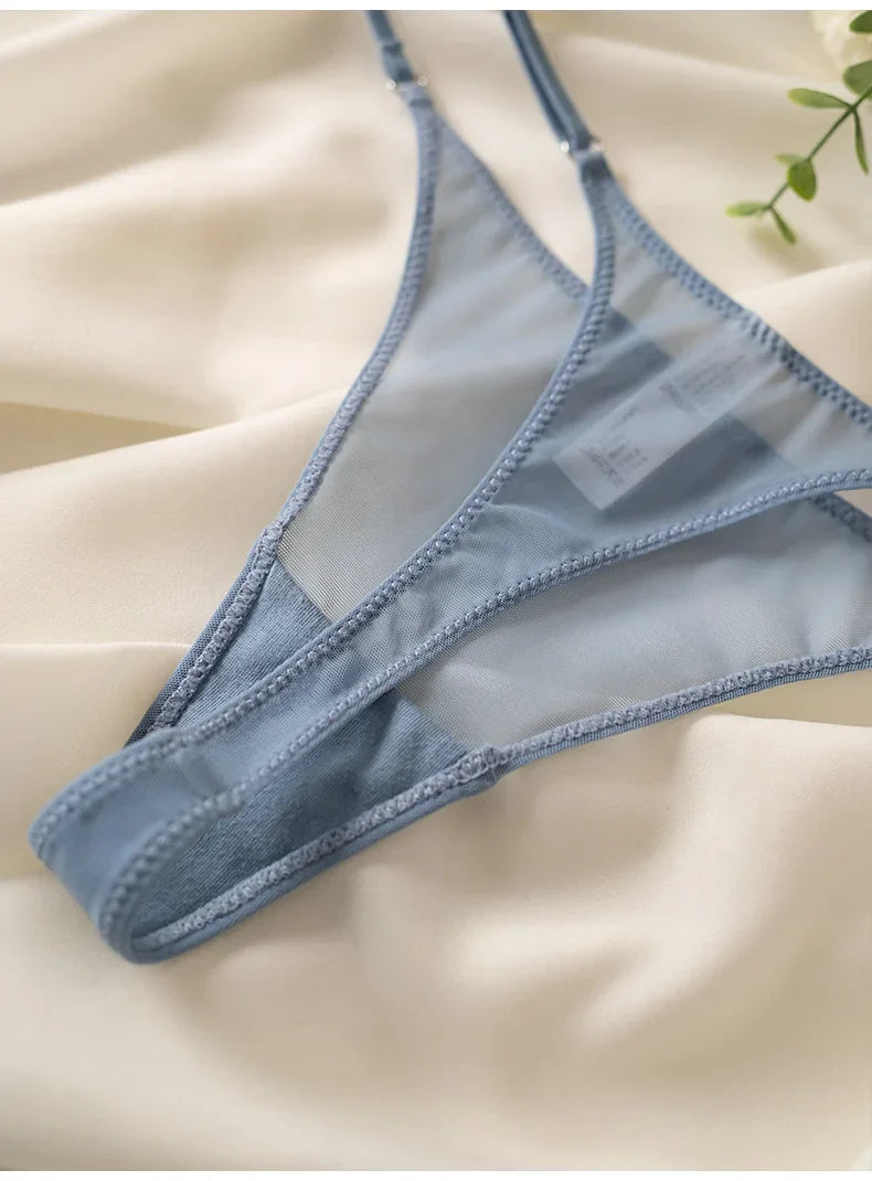 Lace Mesh Women Briefs Sexy Thong Transparent Panties Underwear Low Waist Girls G String Seamless Lingerie Fitness T Back