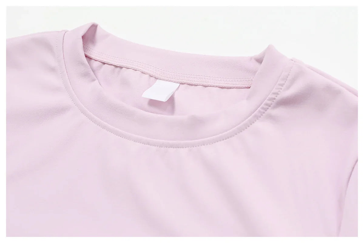 NCLAGEN Women Running Sports T Shirt Summer Short Sleeve Round Neck Breathable Stretchy GYM Yoga Slim Fitness Active Top Tee