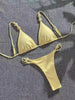 Sexy Pearls Strap Micro Bikini 2026 Women Yellow Halter Push Up Bra Pleate Thong Swimsuit Beach Bathing Suit Vacation Swimwear test