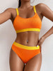 Orange High Waist Bikini 2022 Swimsuits Push Up Swimwear Women Splicing Biquini Beachwear Sexy Ribbed Bathing Suits Female New test